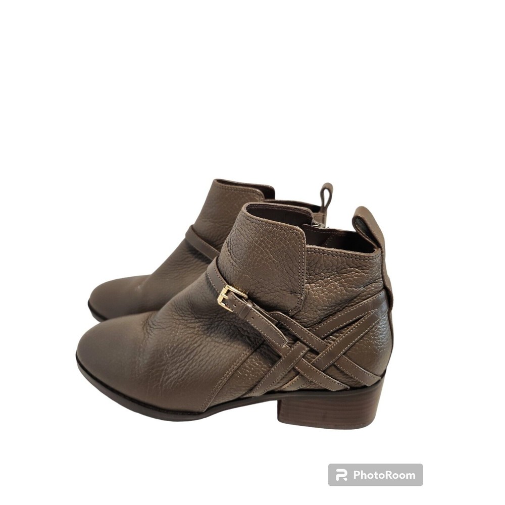 Cole Haan Women's Size 6B Pearlie Brown Leather Side Zip Block Heel Ankle...